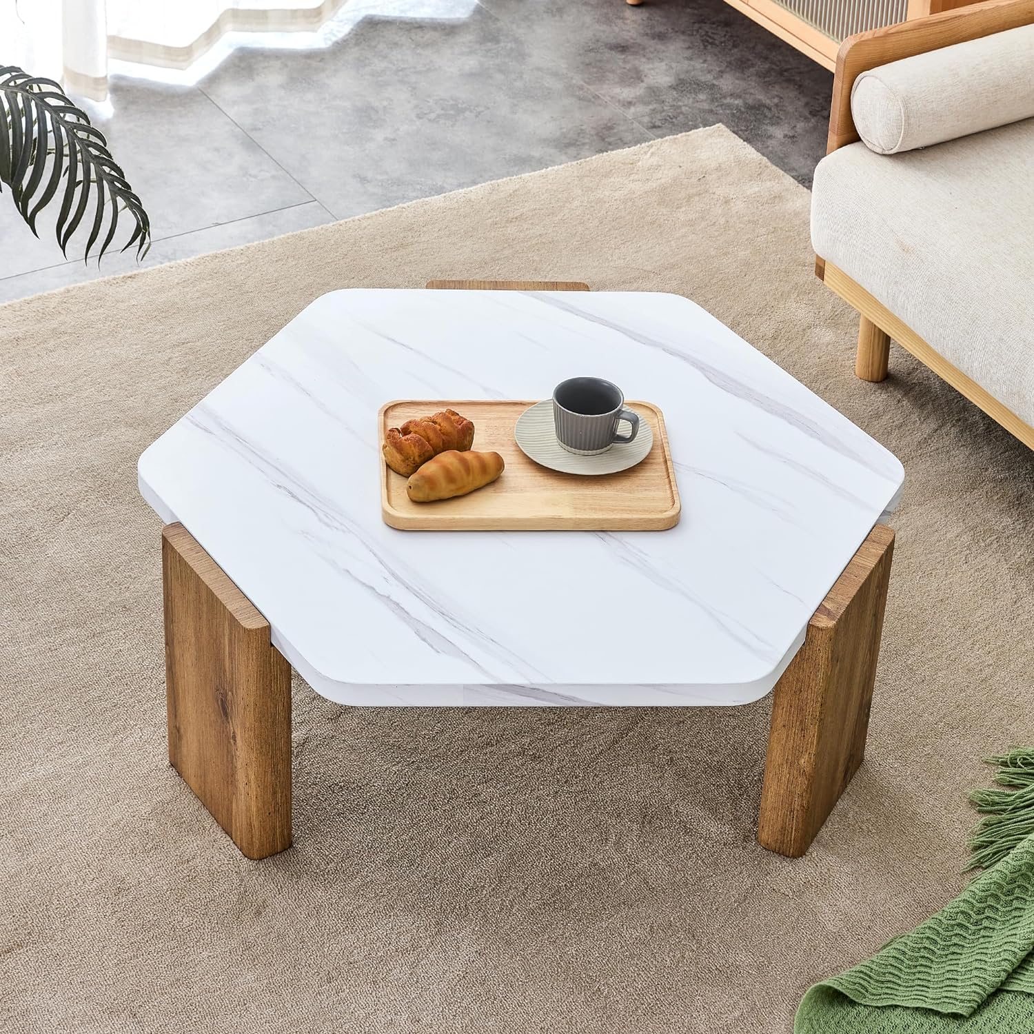 LKTART Modern Hexagonal Coffee Table 