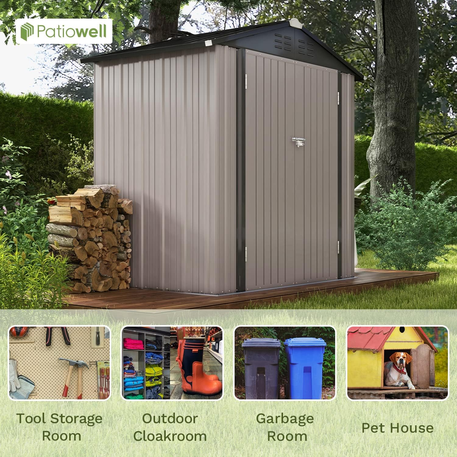 Patiowell 6x4 Storage Shed features