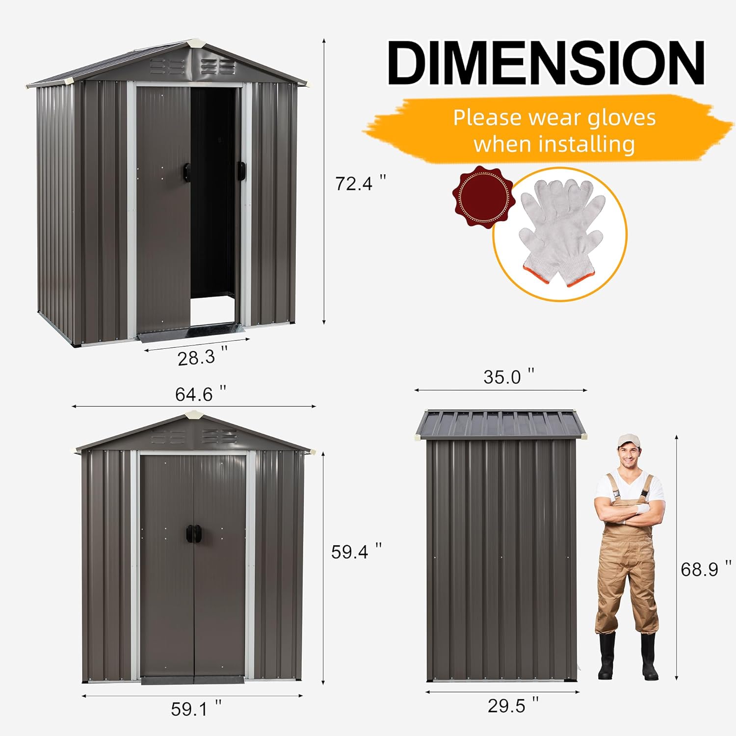 Shintenchi 5x3 storage shed dimensions