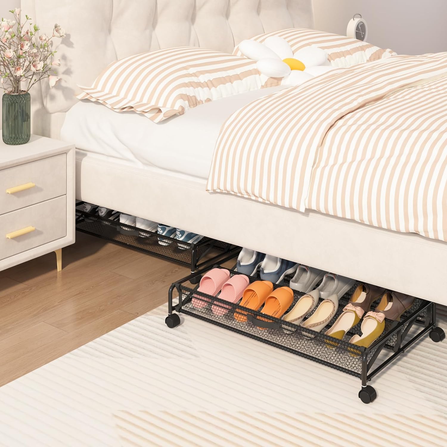 Under Bed Shoe rack with Wheels