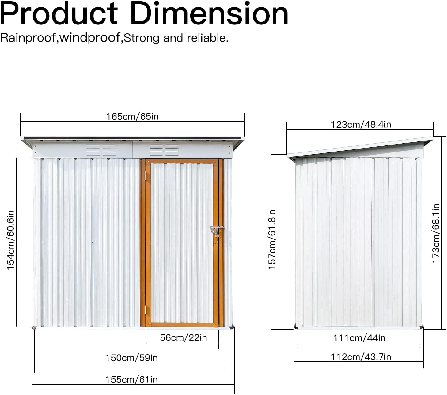 YOPTO 5x4 storage shed dimensions