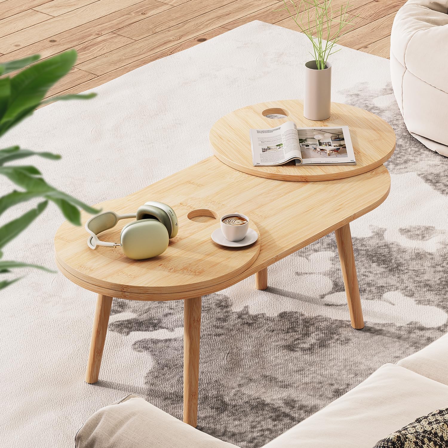 Yunerz Unique Bamboo Coffee Table