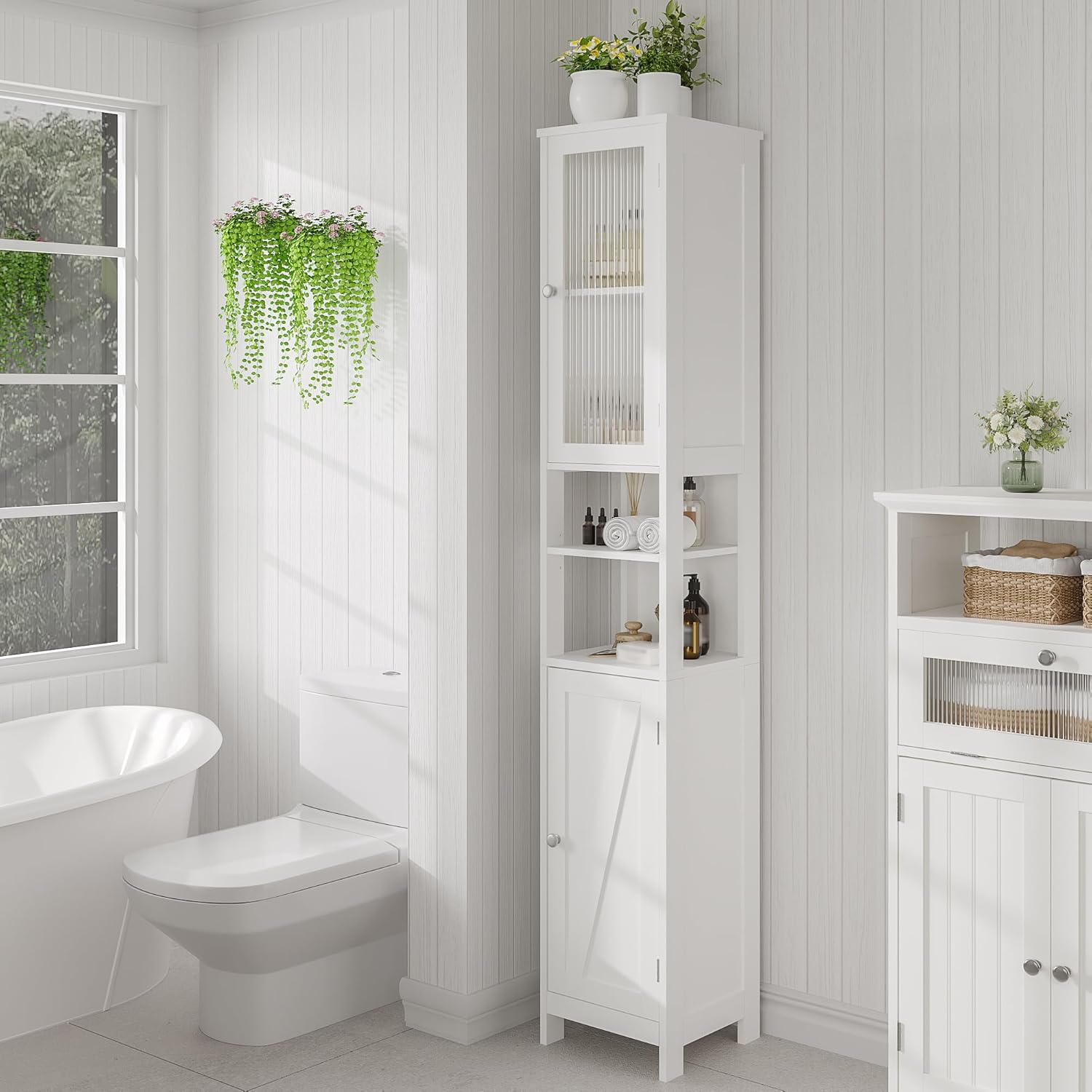 ChooChoo Tall Bathroom Storage Cabinet with Light
