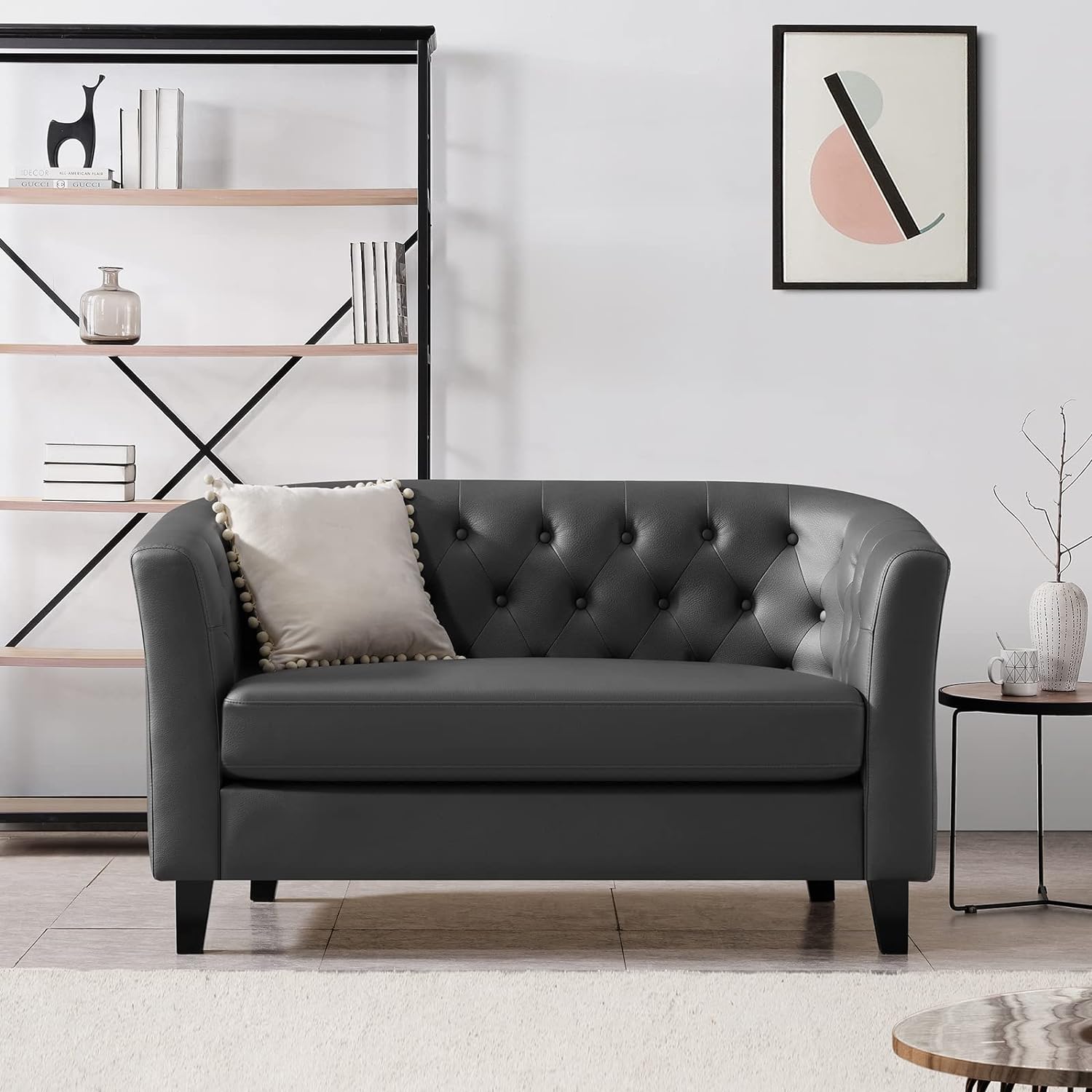 Husbedom 50 Inches Leather Loveseat