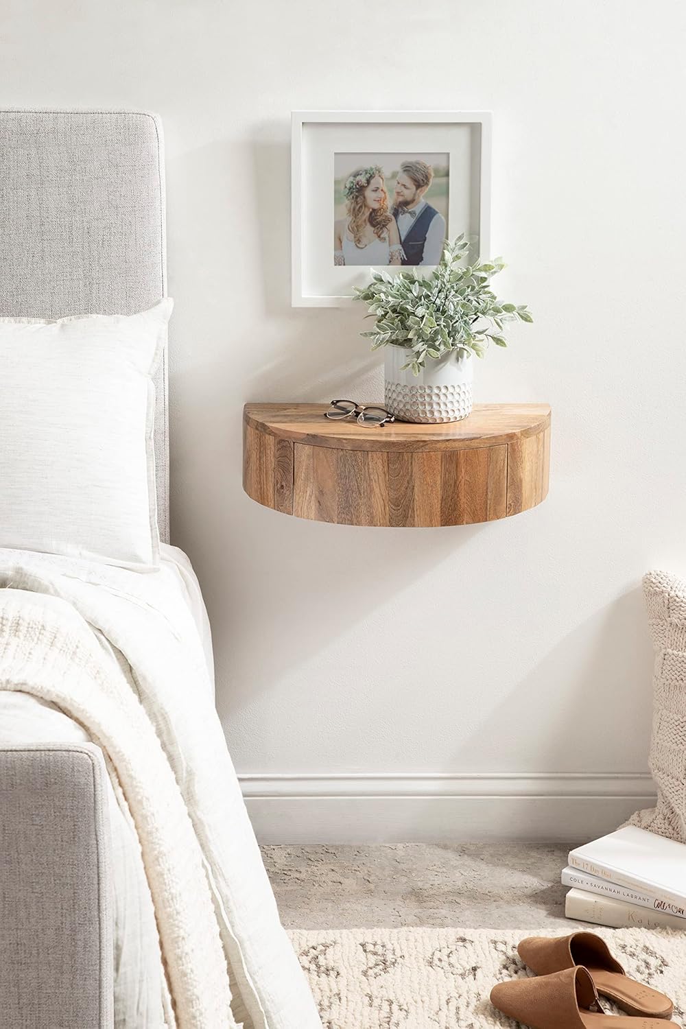 Kate and Laurel Reid Modern Wooden Floating Nightstand