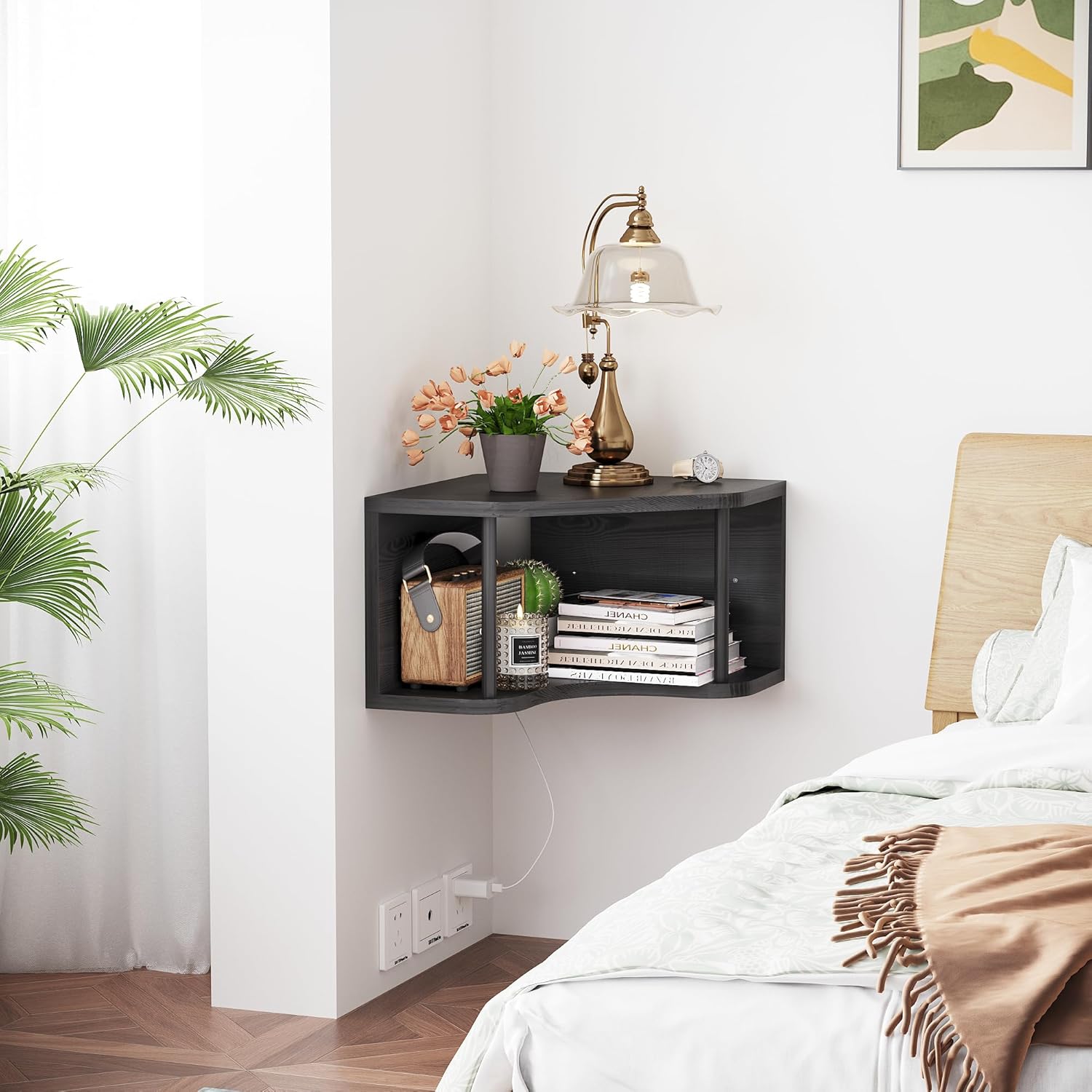 LUDORU Corner Floating Nightstands