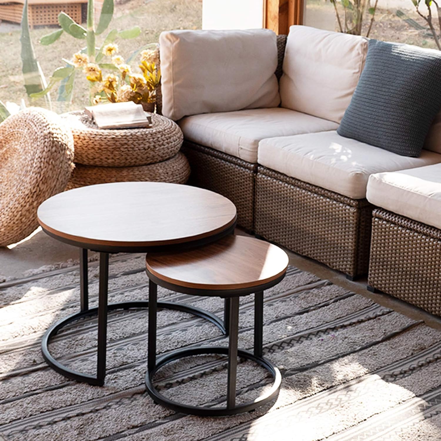 aboxoo brown nesting coffee tables