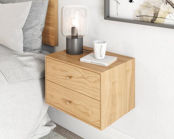 Floating Nightstand with 2 Drawers