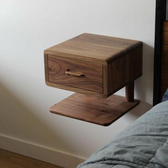Floating Nightstand With Drawer and Shelf Underneath