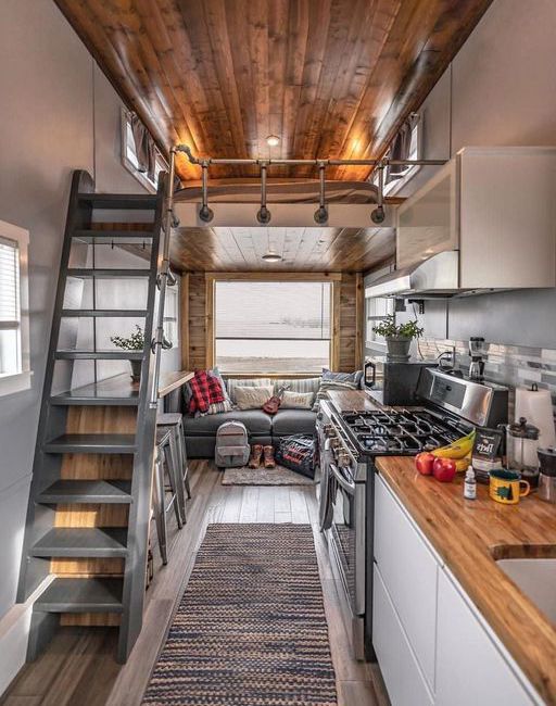 modern tiny house with loft