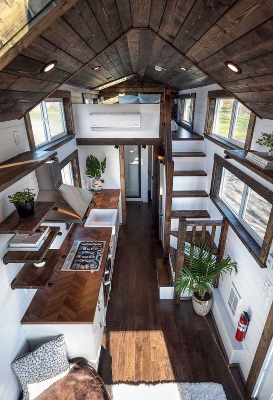 rustic tiny house loft