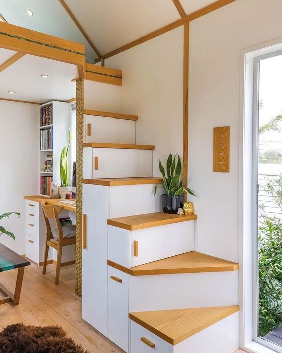 tiny house storage stairs