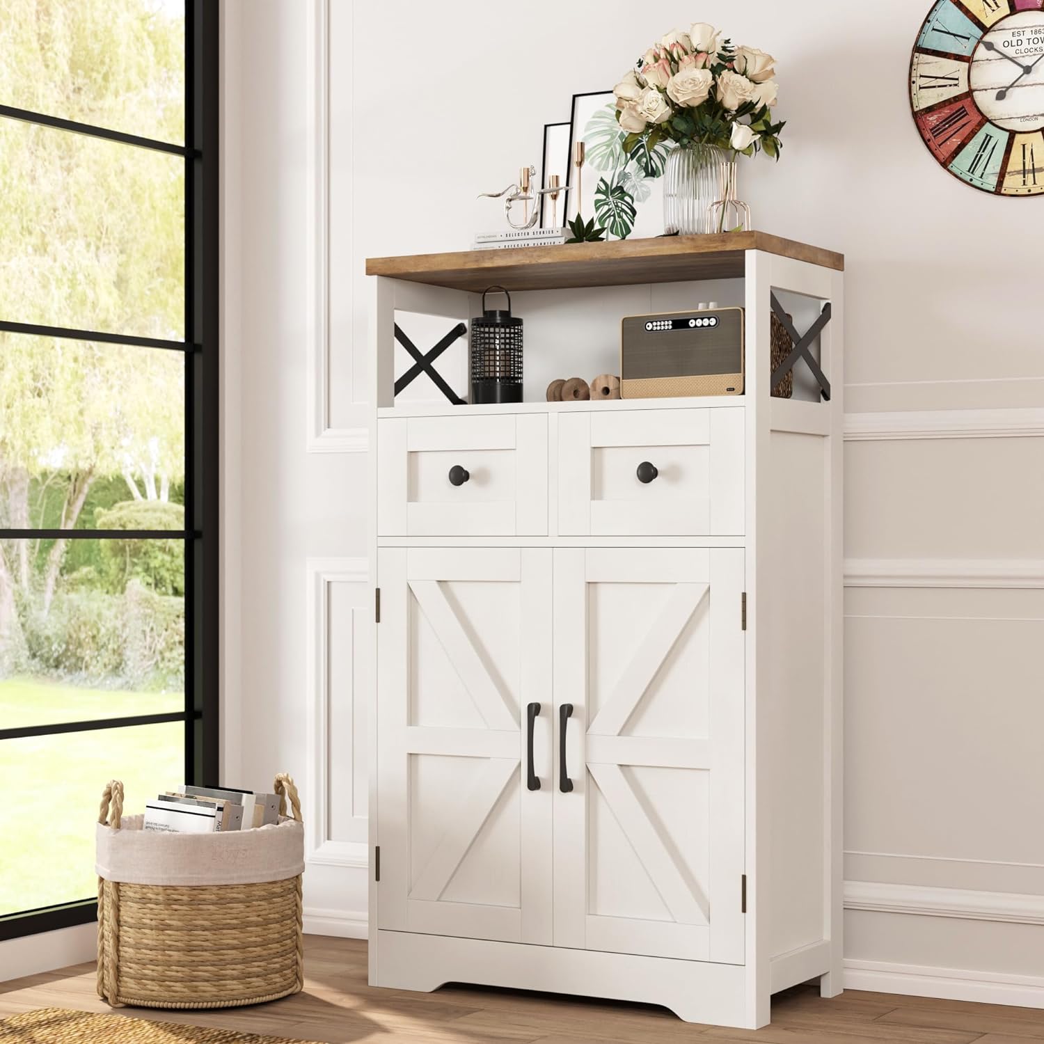 Befrases Farmhouse White Storage Cabinet
