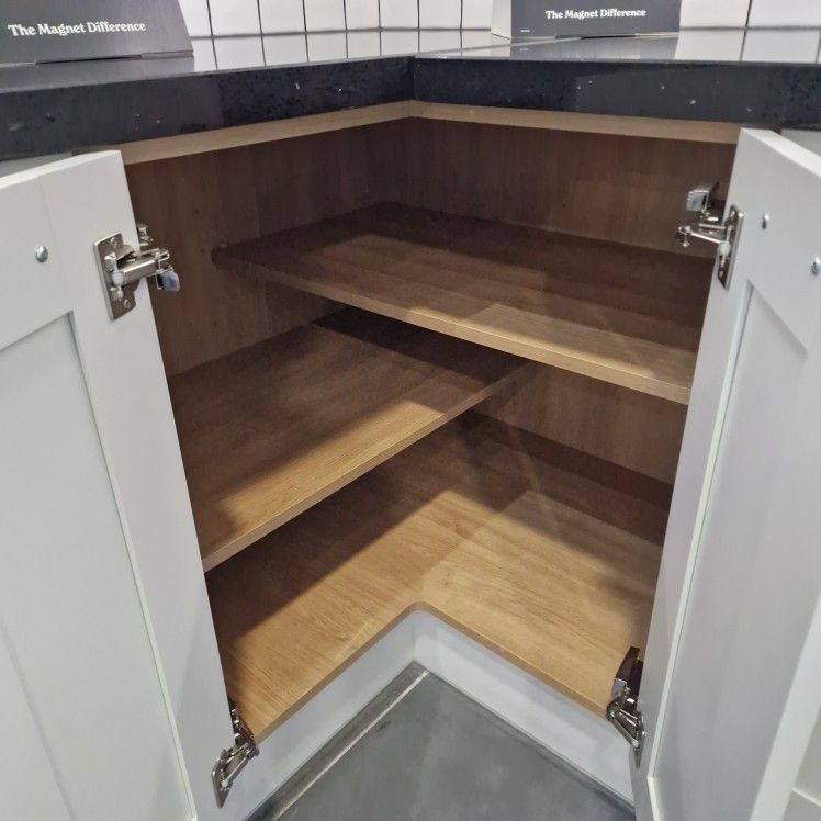 Corner Cabinet with Tiered Shelves