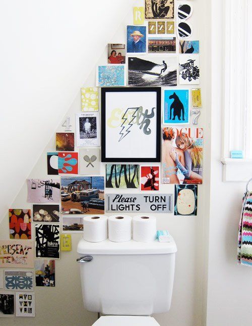 Artwork Gallery in small bathroom