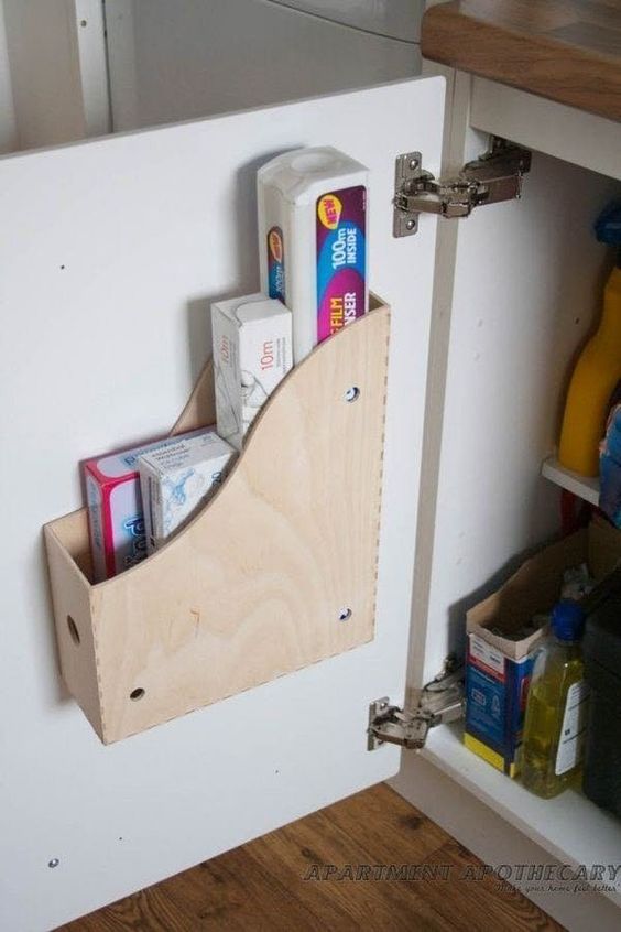 Extra storage on cabinet doors