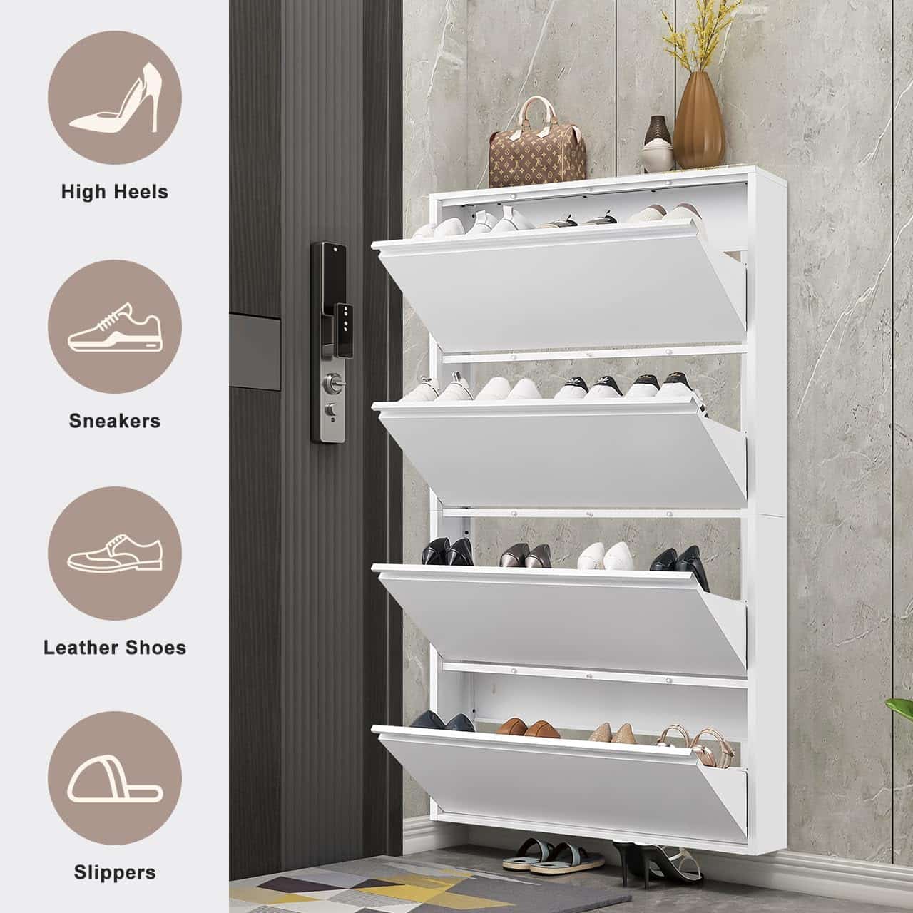 Wall Mounted Slim Shoe Cabinet