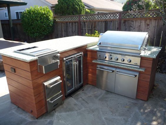 rustic small l shaped outdoor kitchen