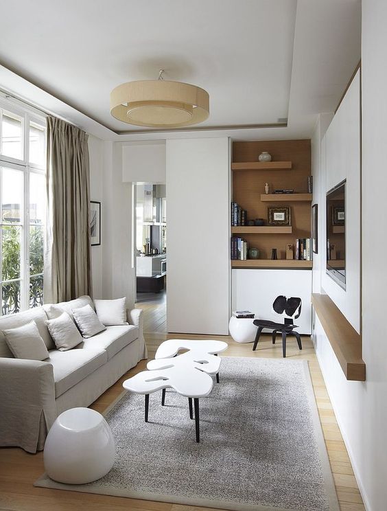 Built-In Niches in narrow living room