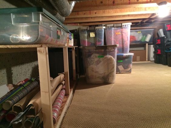 Holiday Decorations in crawl space