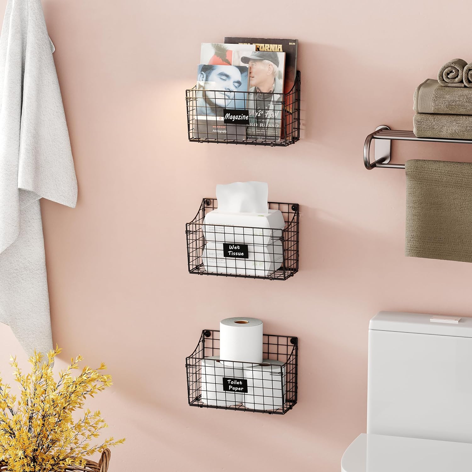 bathroom small wall mounted baskets