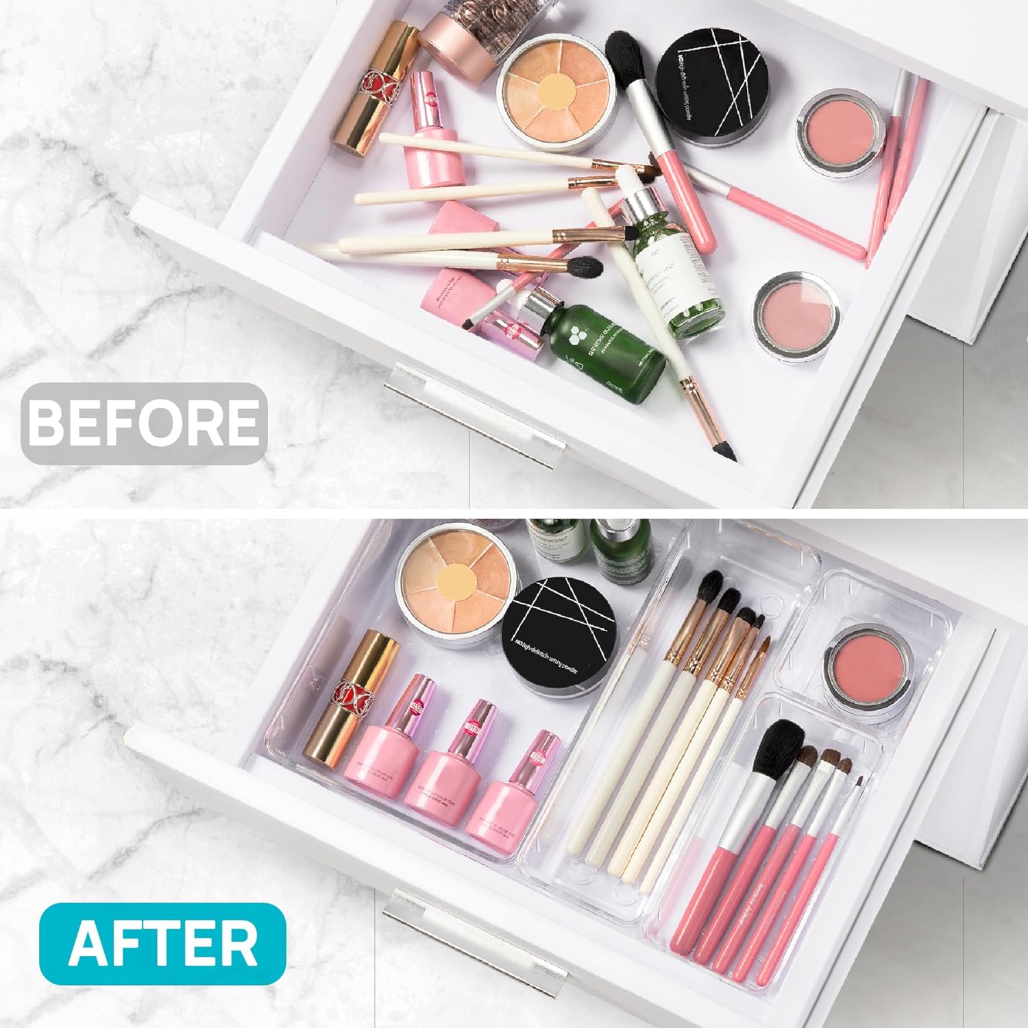 before and after drawer organizer