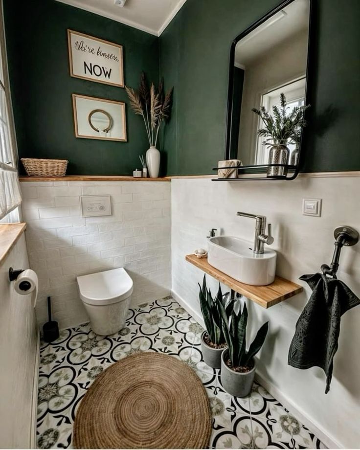 boho bathroom layout