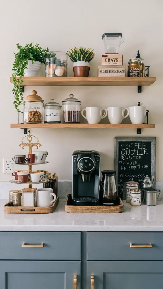 kitchen counter coffee station
