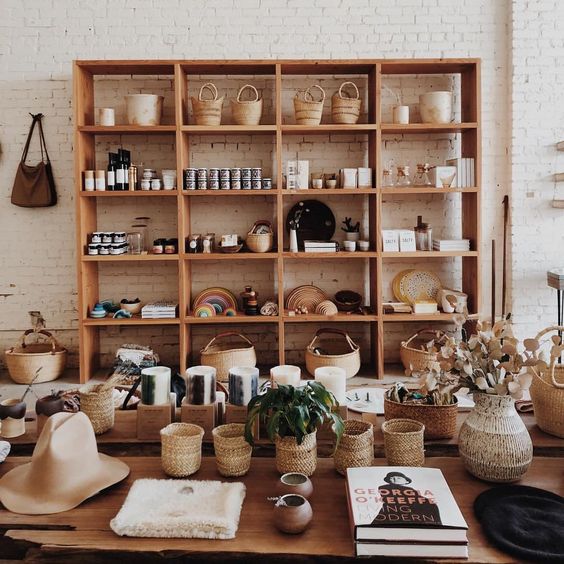 open shelves in retail shop