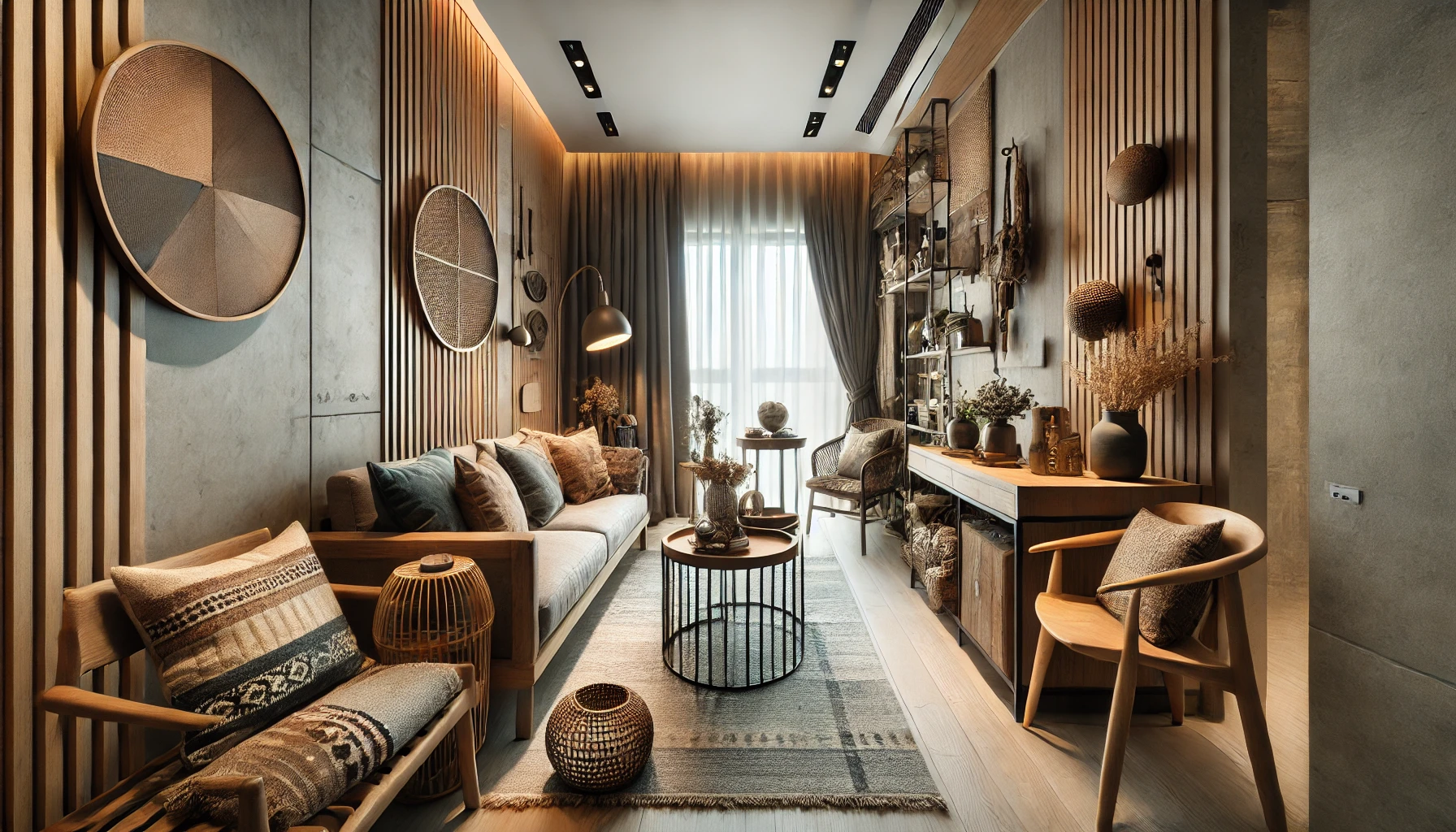 rustic small narrow living room idea