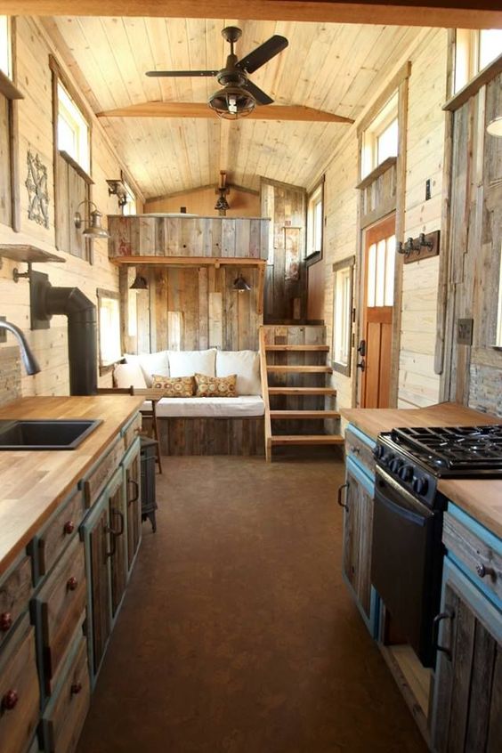 rustic tiny house interior