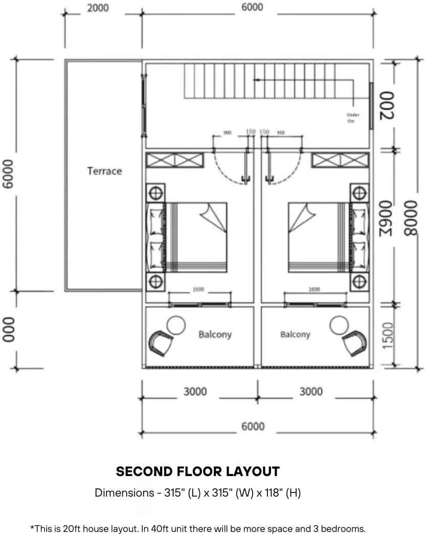 second floor layout for foldable tiny house