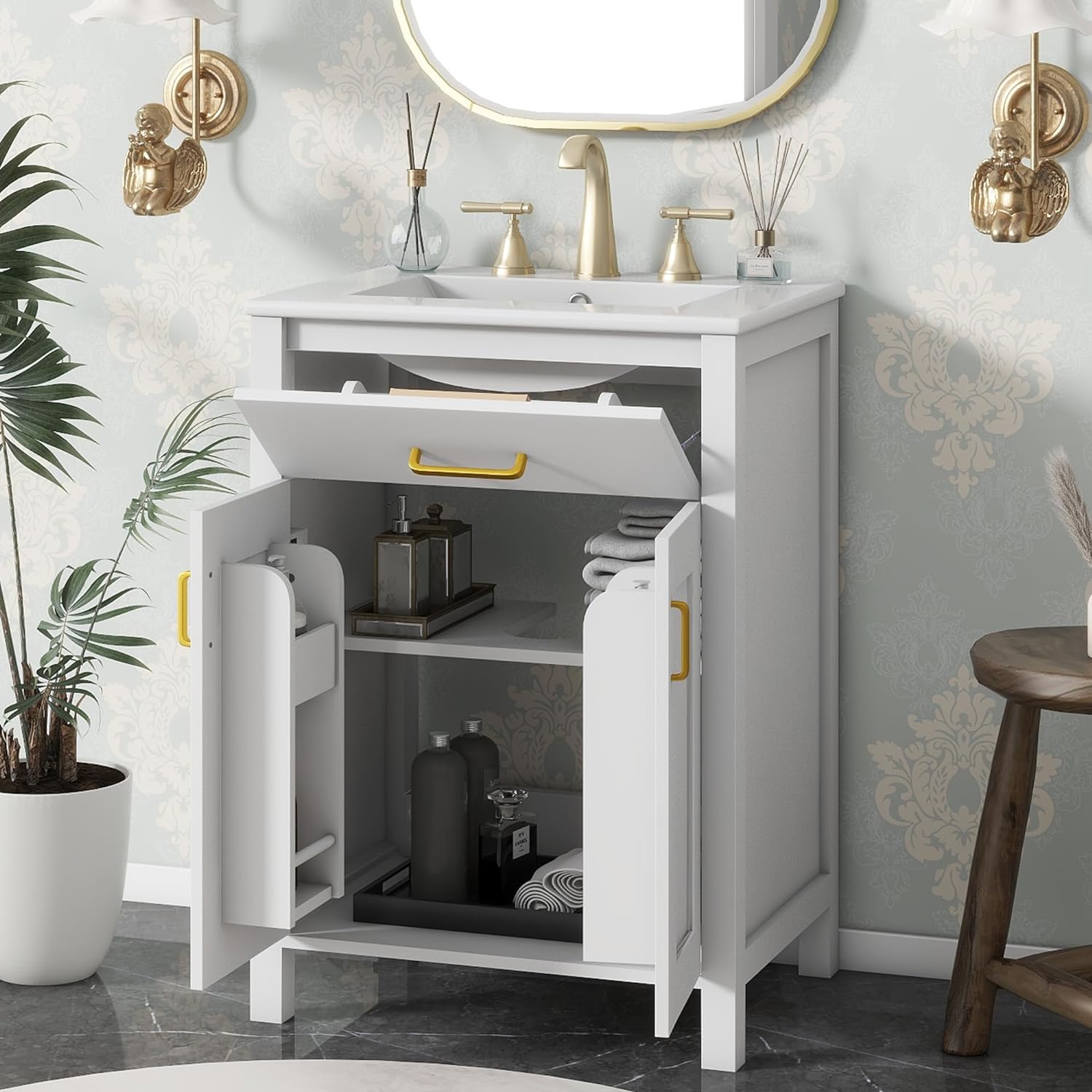 small bathroom Vanity with Built-In Storage