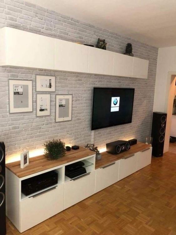 wall mounted storage solutions in living room