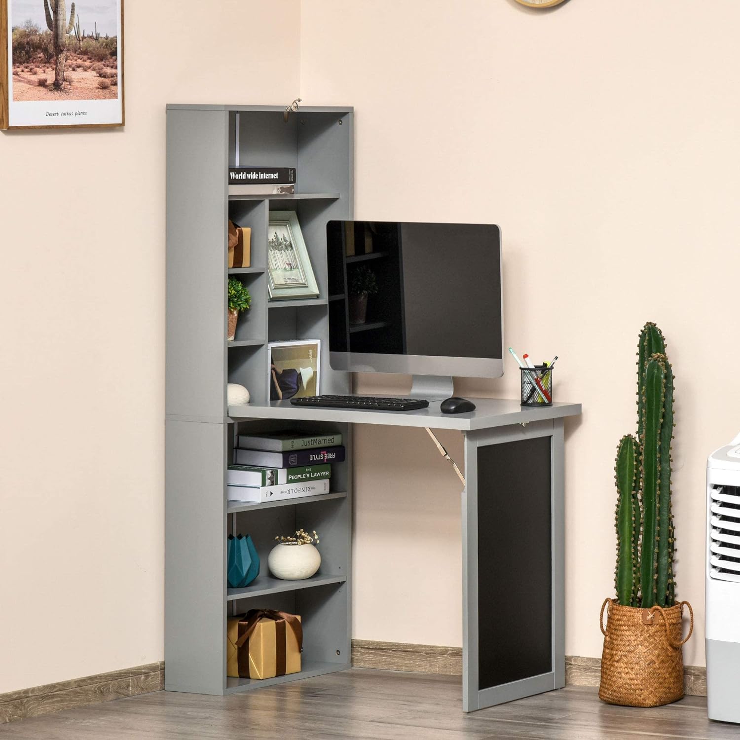HOMCOM Convertible Cabinet with Desk