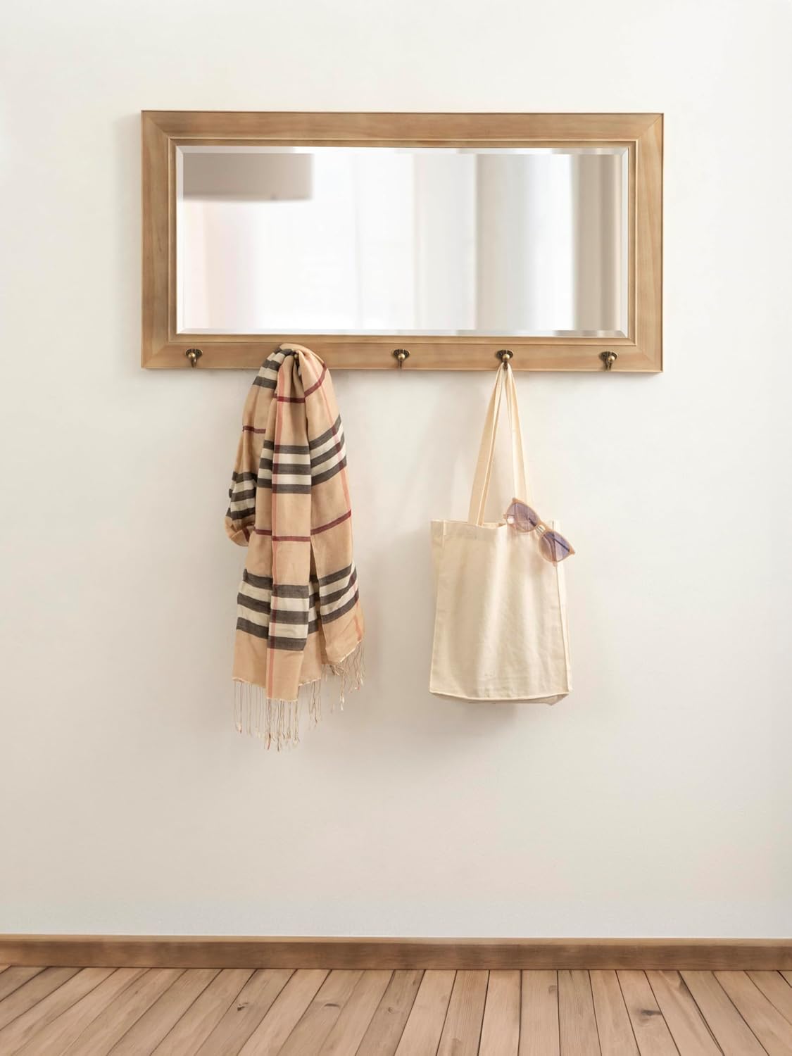 Large Mirror with Hooks