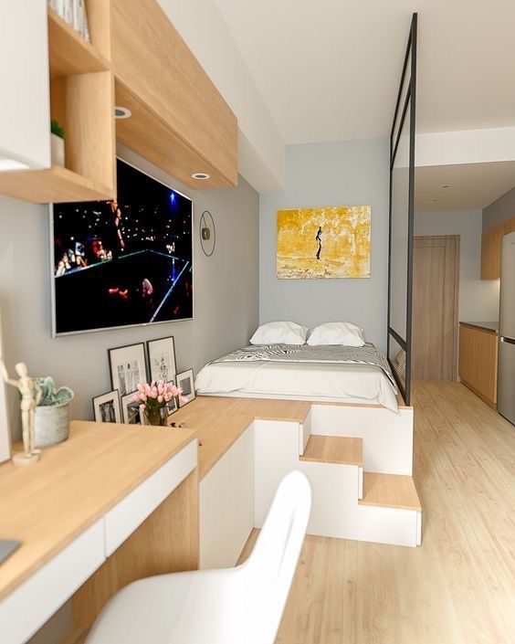hidden storage in studio apartment