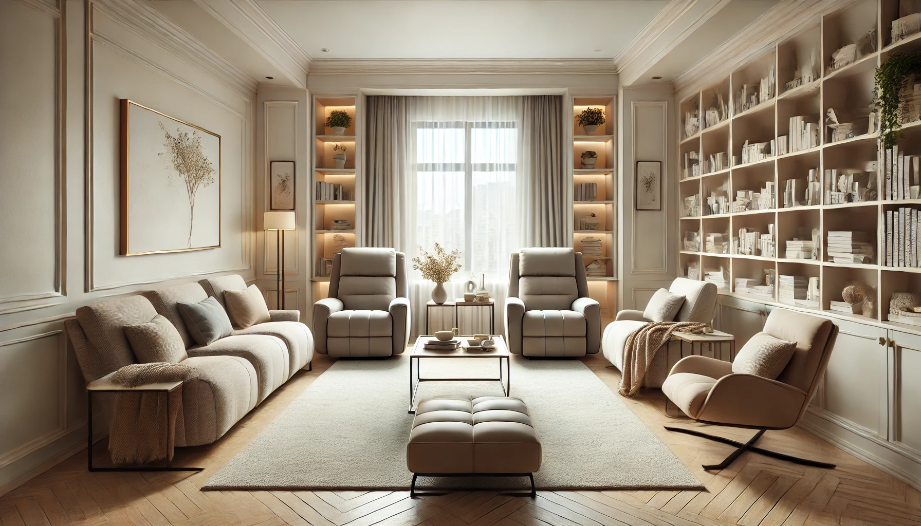 2 recliners in small living room symmetrical layout