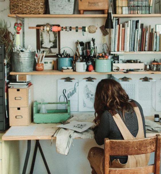 small art studio vertical storage