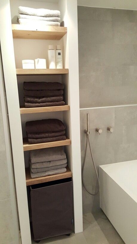 built in storage in small bathroom