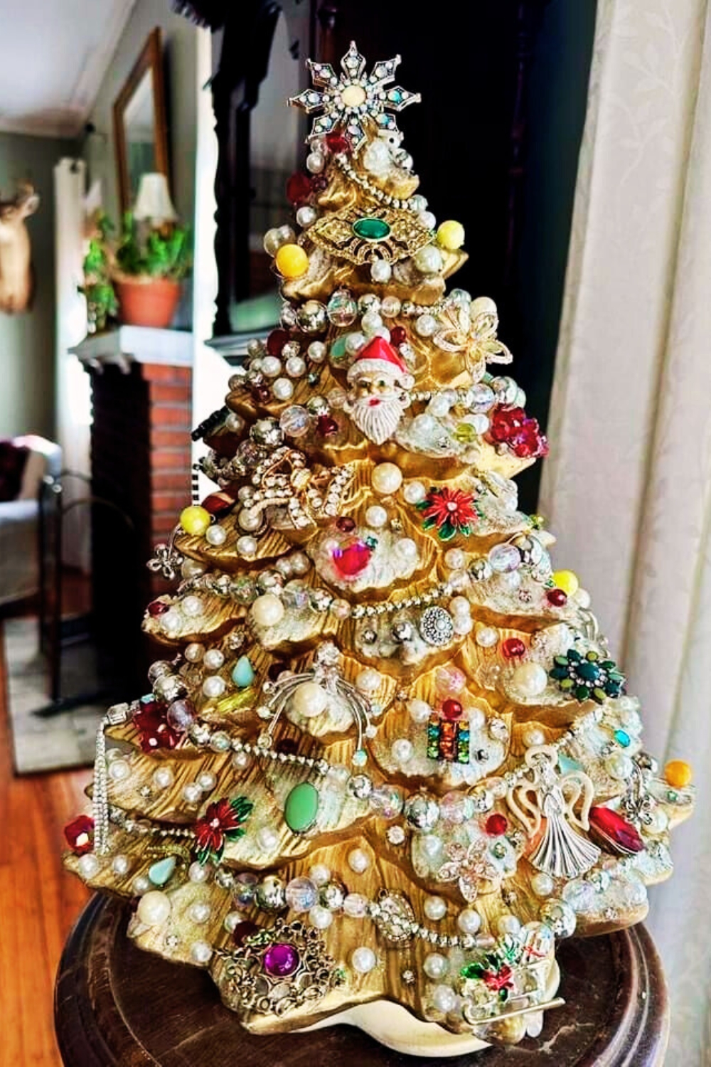 christmas tree made from old jewelry