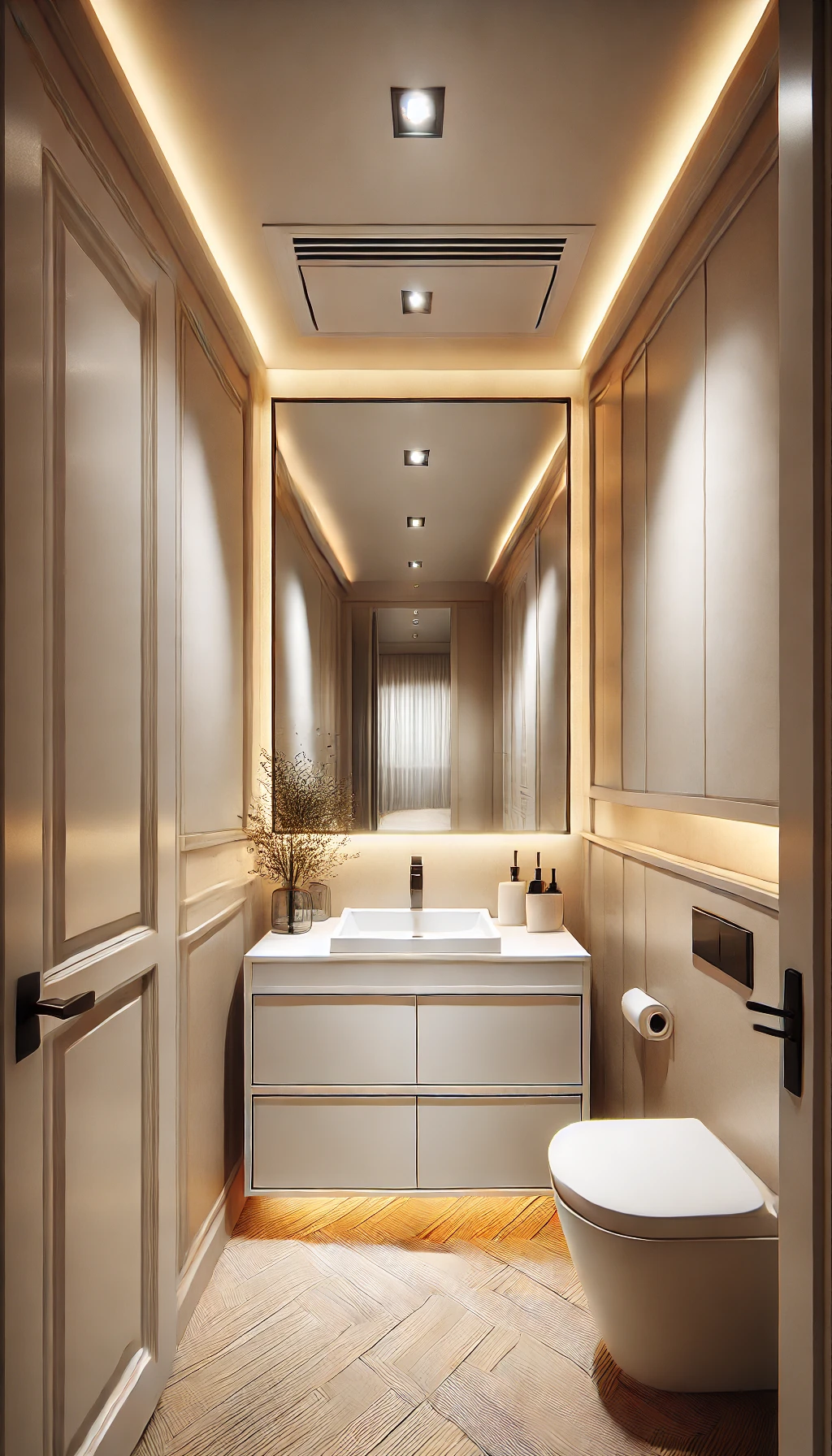 narrow bathroom Lighting