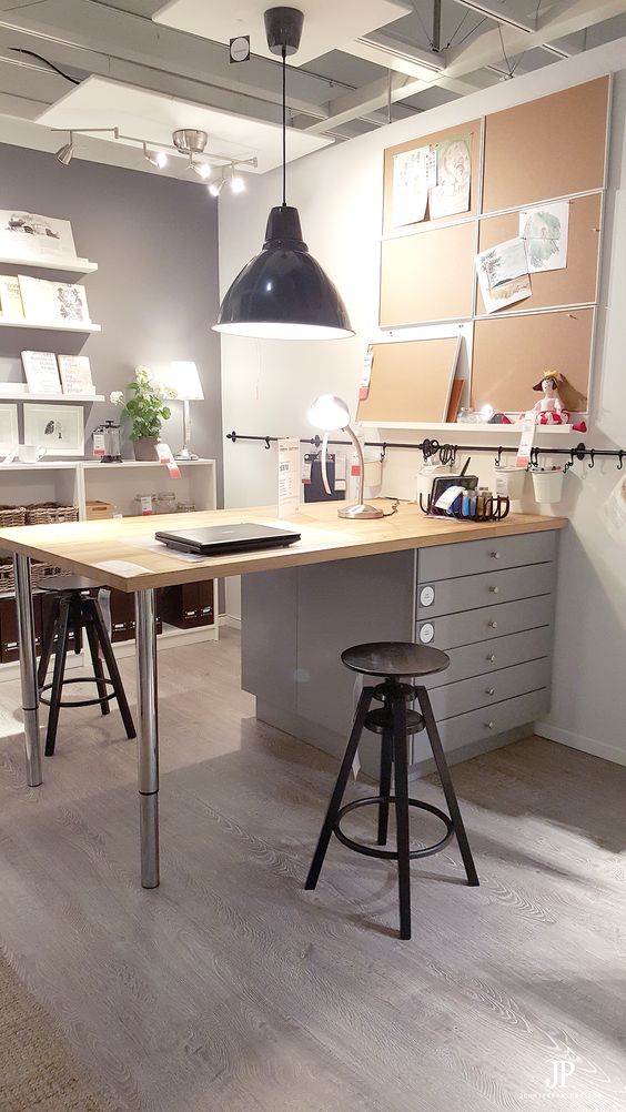 small craft room in basement