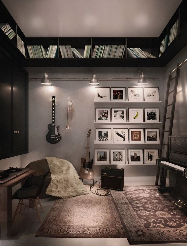 small music room in basement