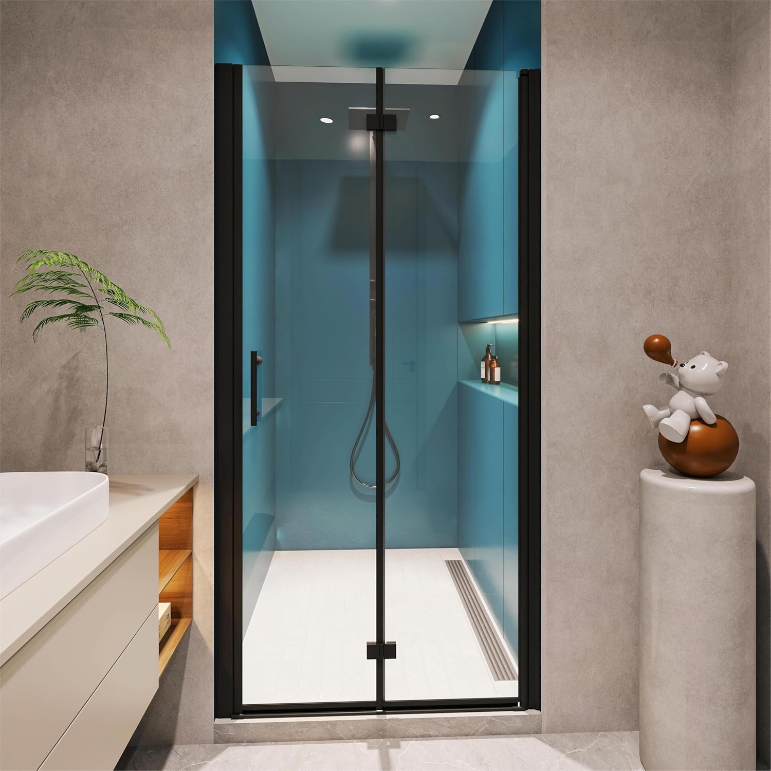 30" W x 72" H Bi-Fold Glass Shower Door