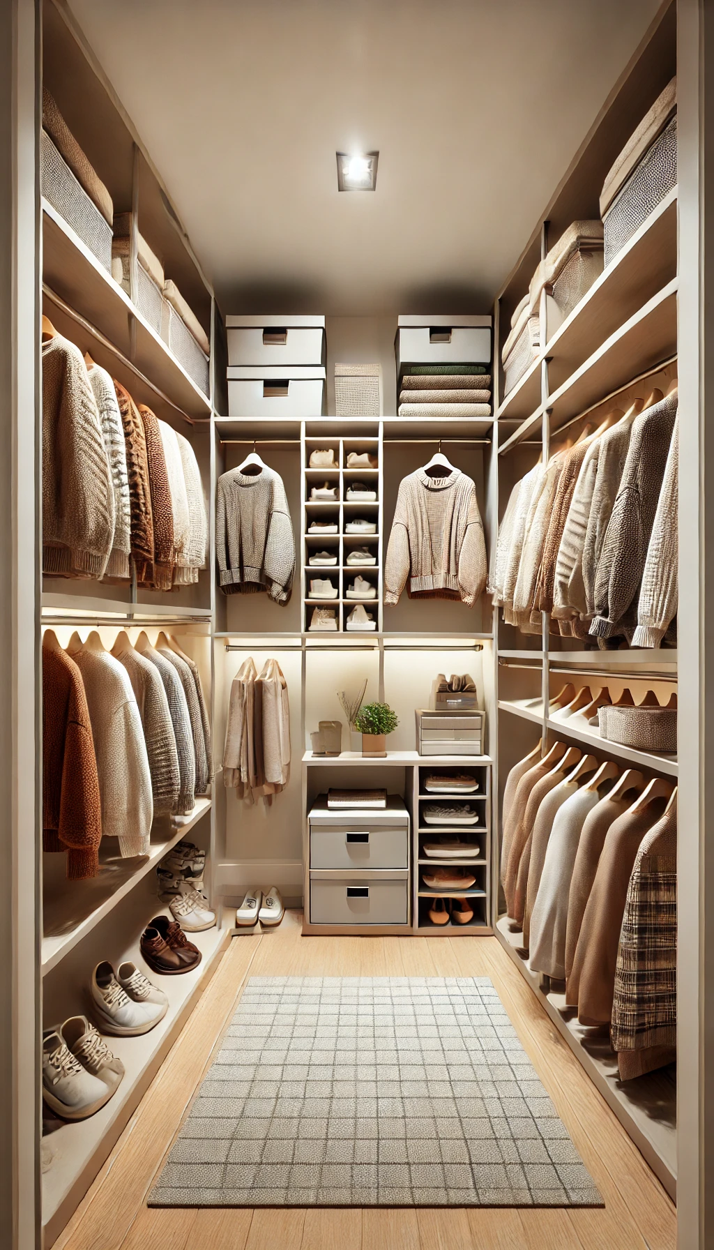 Adjustable Shelving in small walkin closet