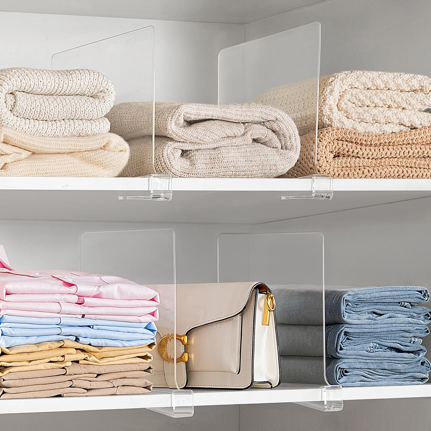 HBlife 12 Inches Tall [Extra Tall Version] Clear Shelf Dividers
