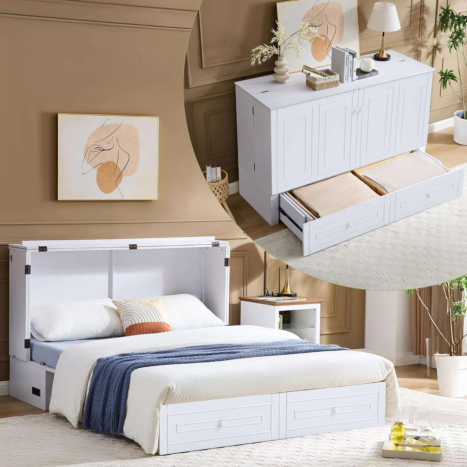 Murphy Bed Cabinet with Charging Station