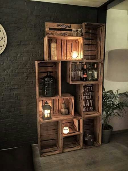 Repurposed Crate Shelves