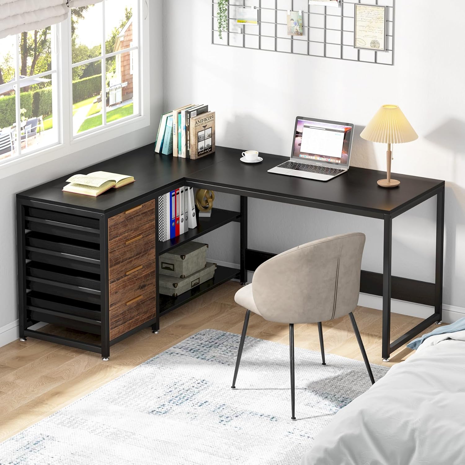 Tribesigns L Shaped Computer Desk with Storage Drawers
